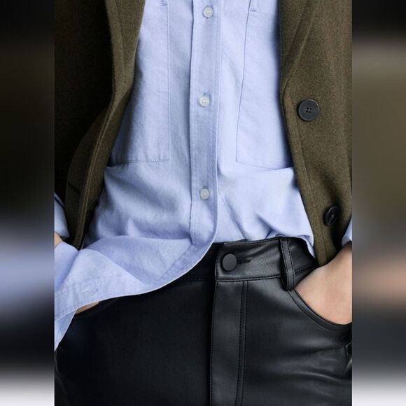 Mango Leather-effect Straight Black Pants Size 6 - Picture 10 of 14